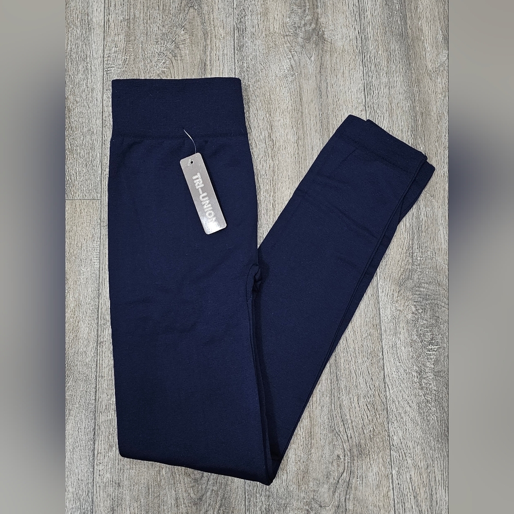 Youth Navy High-Waist Stretch Leggings